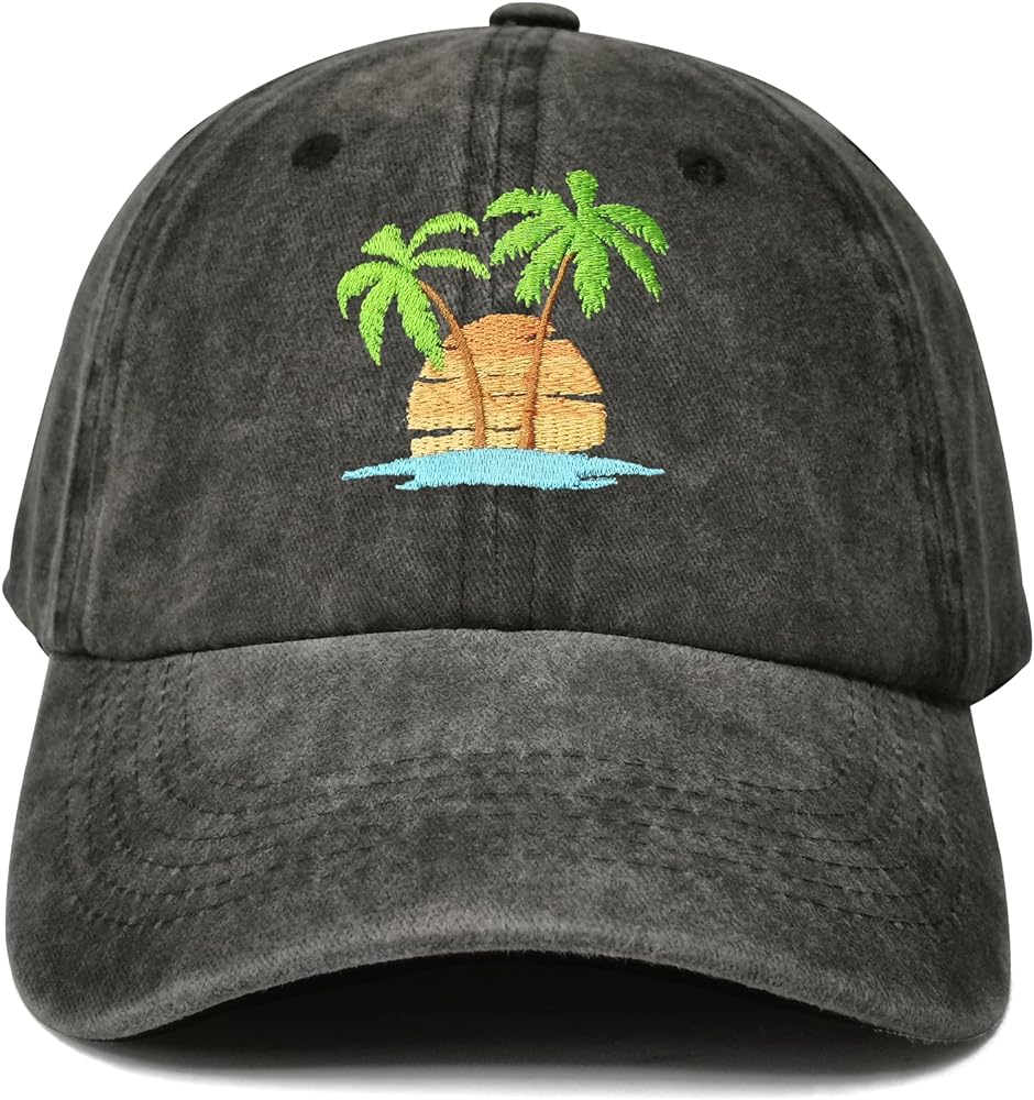 Embroidered Palm Tree Baseball Hats for Men Women