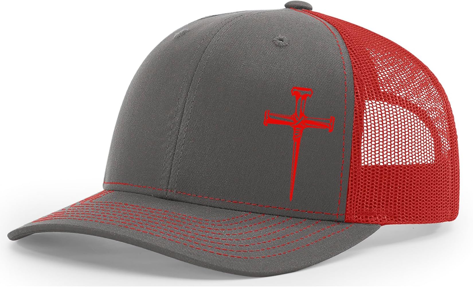 Men's Christian Faith Cross Nails Embroidered Mesh Back Trucker Hat