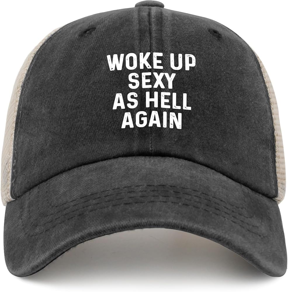 WOKES UP Sexy AS Hell Again Trucker Hat Men Trendy Mesh Hat for Summer