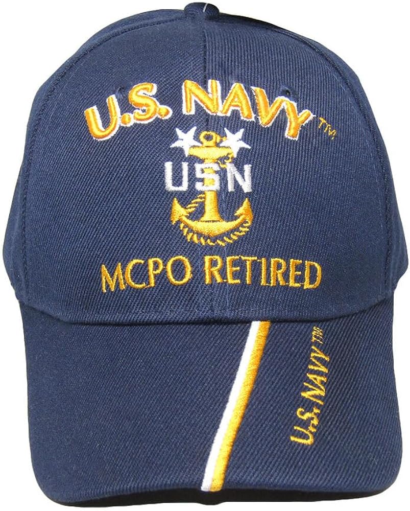 Navy MCPO Master Chief Petty Officer Retired Hat Ball Cap Veteran, 7 1/8