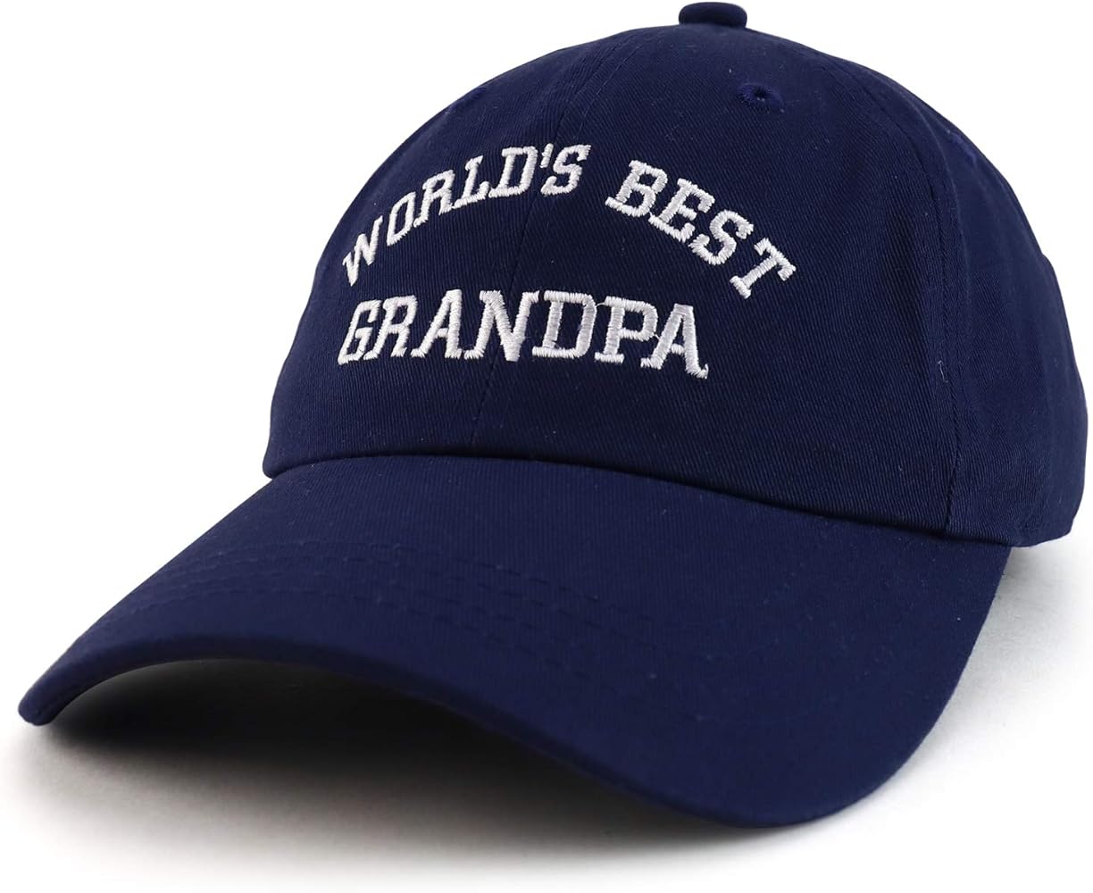 Trendy Apparel Shop World's Best Grandpa Embroidered Low Profile Soft Cotton Dad Hat Cap