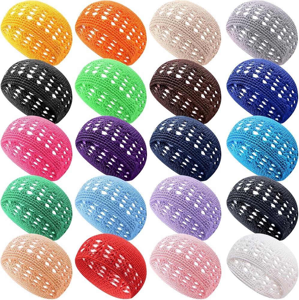 20 Pcs Kufi Knit Hats Crochet Beanie Skull Caps Knitted Stretchy Crochet Hat Skull Cap for Muslim Men, 20 Colors