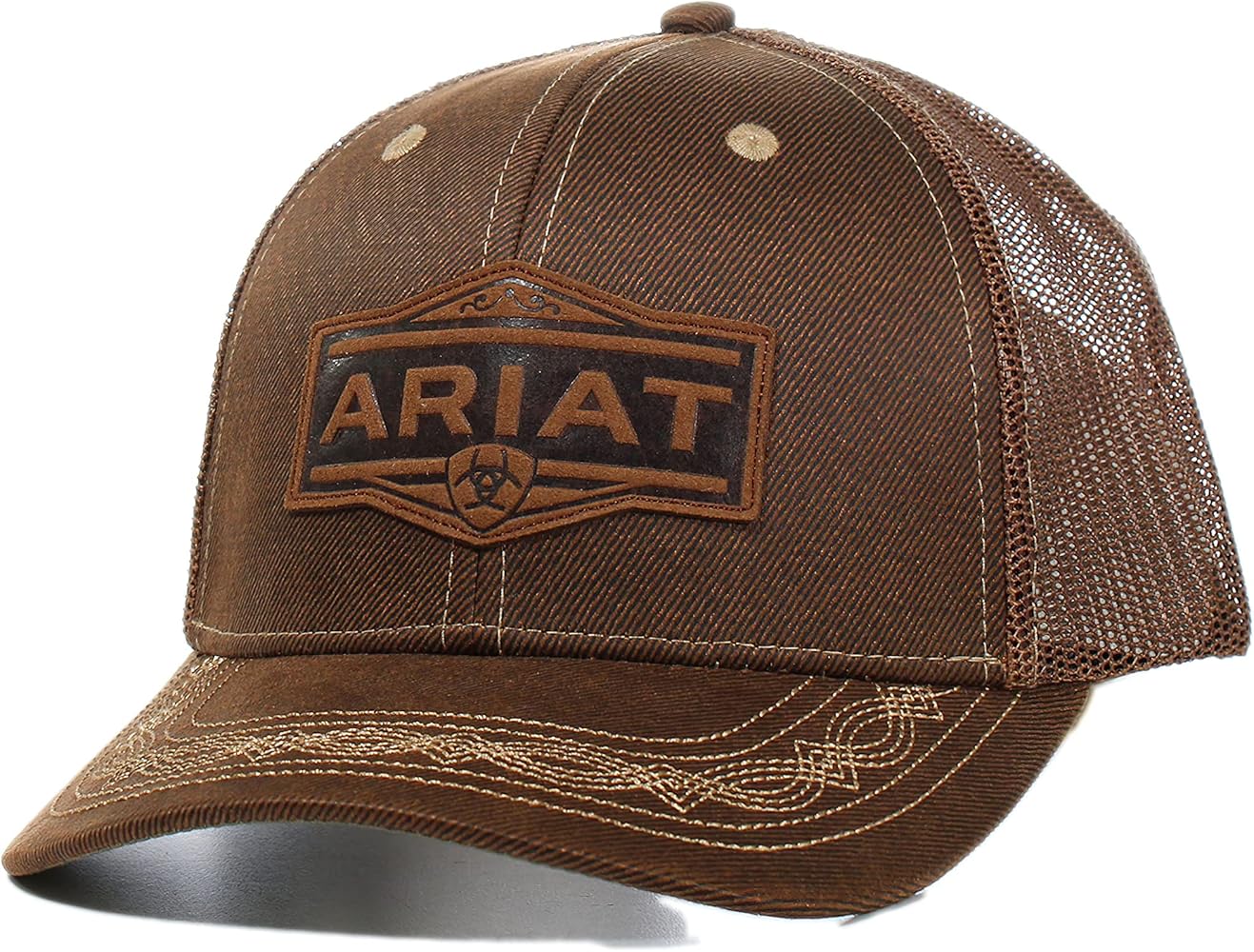 ARIAT Men's Structured Vintage Shield Logo Cap with Mesh Back and Snap Back Closure