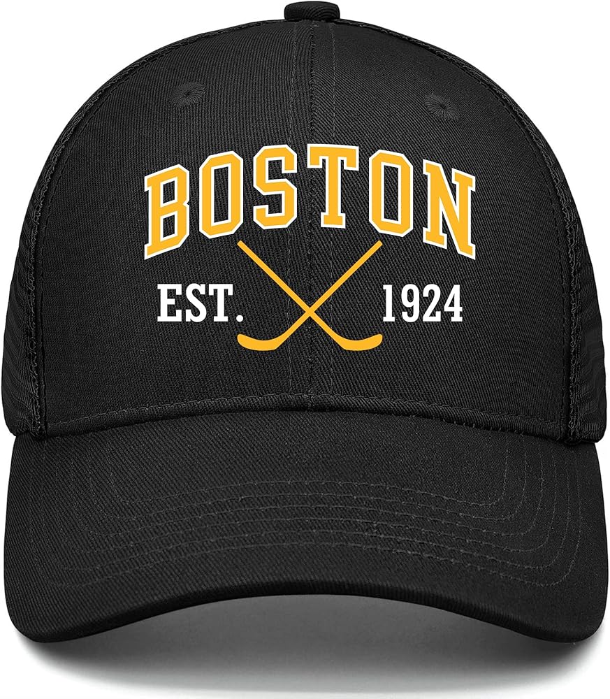 Boston Hat Mens Women Embroidered Baseball Caps Mesh Trucker Hat Youth Adjustable Snapback Black Hat Sports Fan Apparel Gifts