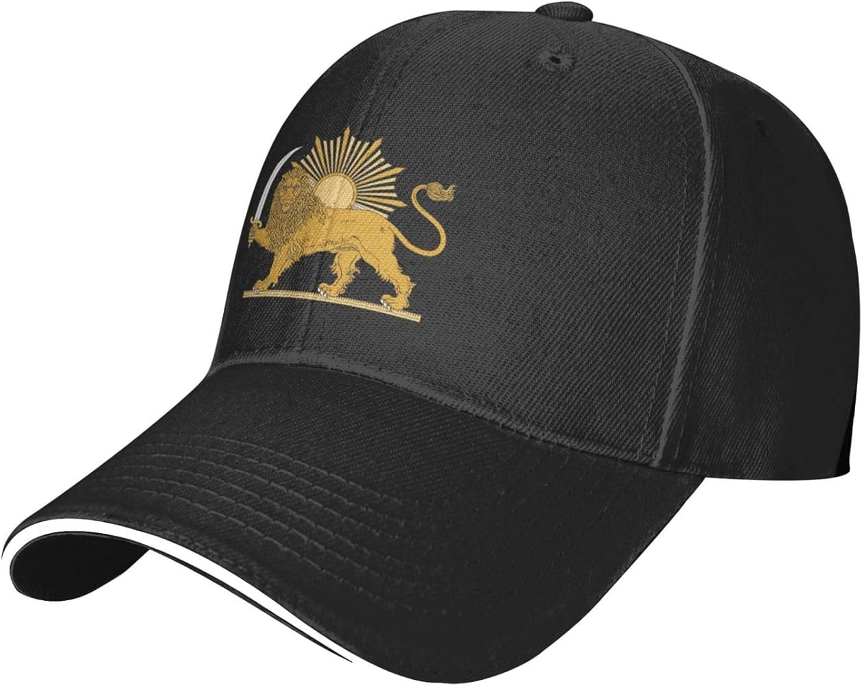 Emblem of Iran Lion and Sun Flag Baseball Caps Sandwich Baseball Caps Mens Womens Baseball Caps Adjustable Sun Hats