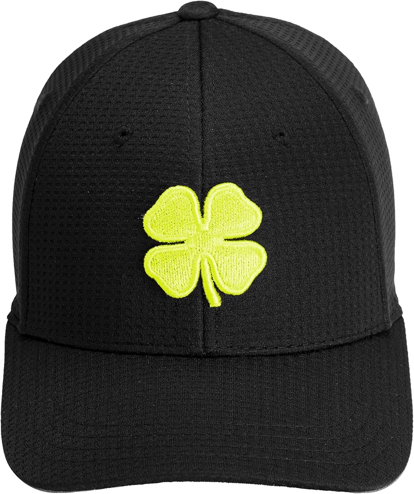 Black Clover Flex Waffle 7 Black S/M Hat with Neon Yellow Clover