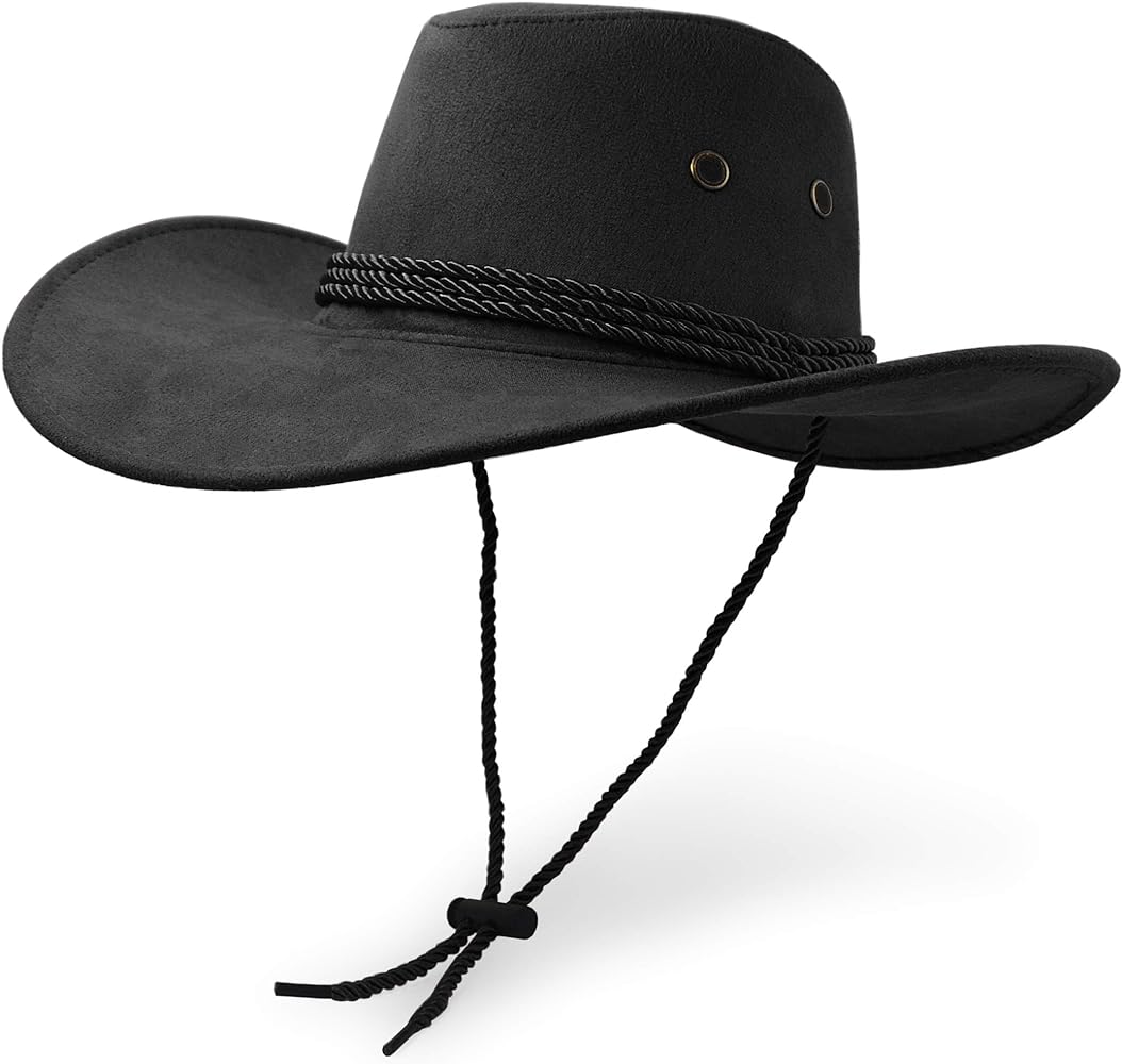 Cowboy Hat, Sun Hat Faux Felt Leather Suede Travel Cap Western Hat Outdoor Sun Protect