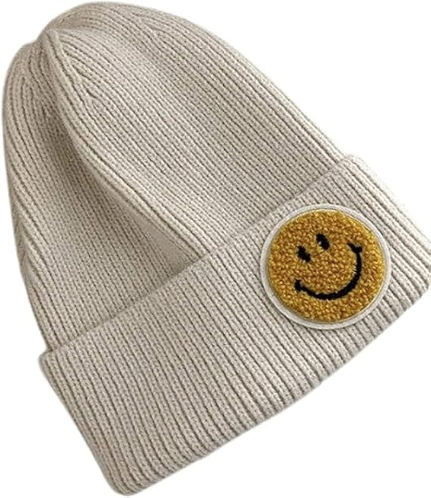 Men and Women Knit Smiley Face Beanie | 11 Color Variants | Soft Acrylic Winter Hat | Soft and Stretchable