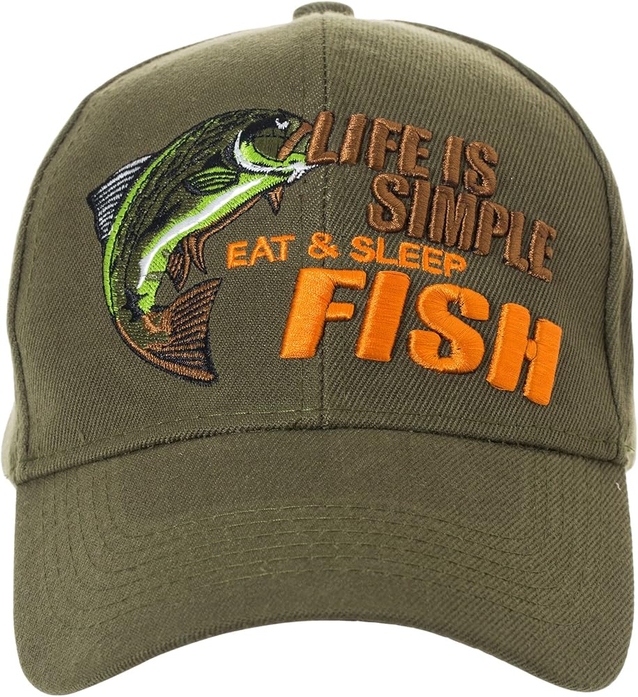 Funny Fishing Caps - Bite Me, Life is Simple Hat Gift - 100% Cotton Embroidered Cap