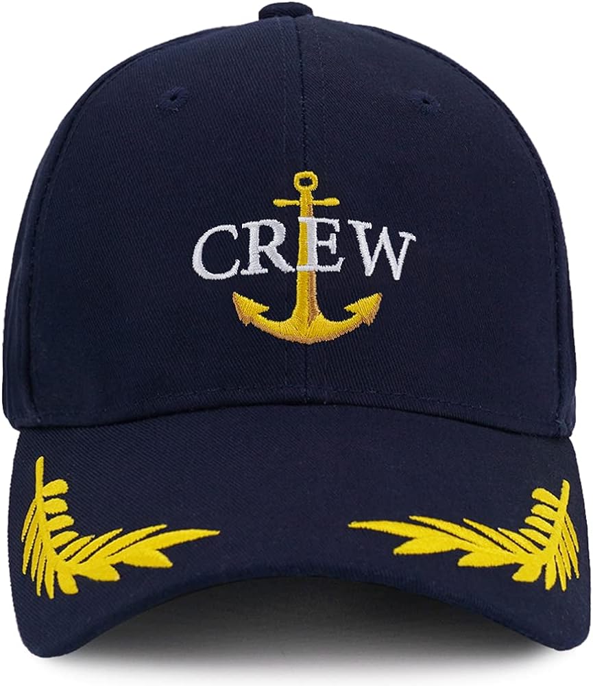 Captain Hat & First Mate | Matching Skipper Boating Baseball Caps | Nautical Marine Sailor Hats Navy Gold