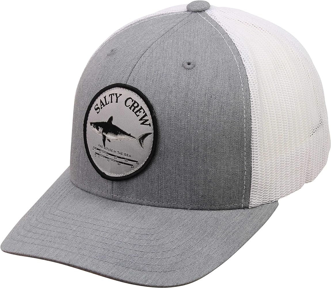 Salty Crew Shark Logo Retro Trucker Hat - Unisex Adjustable Baseball Hat for Adults - Premium Cotton