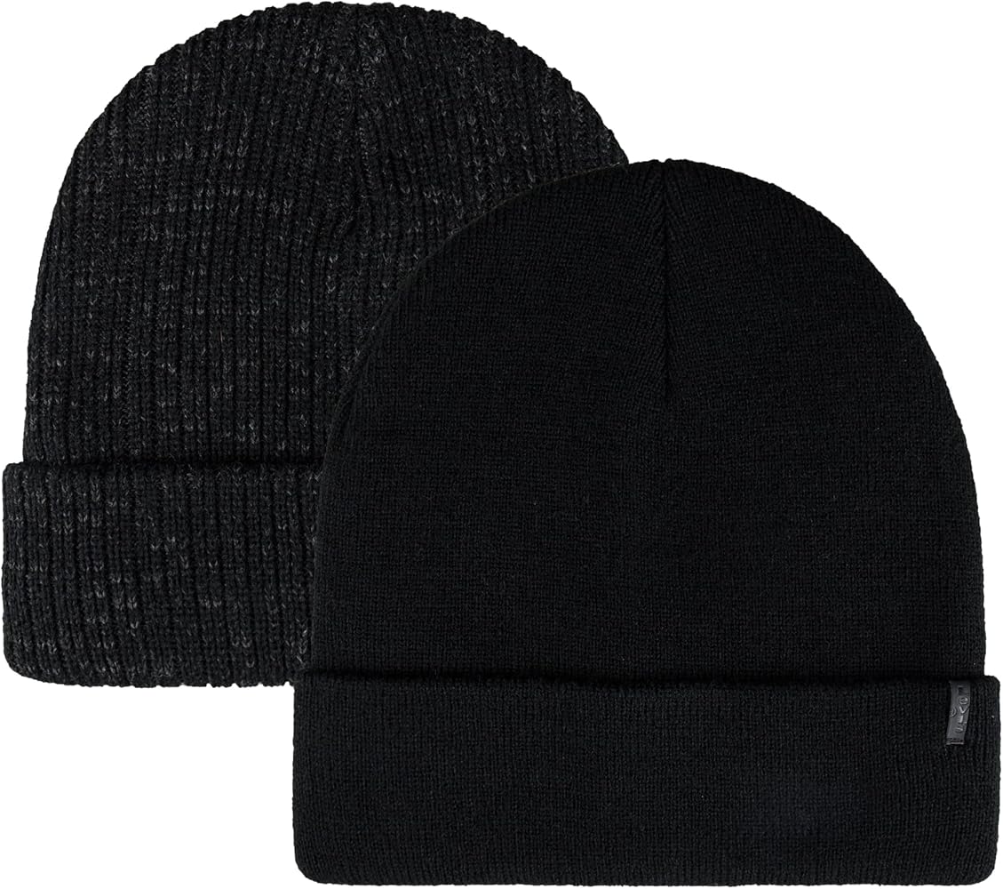 Levi's Men's 2 Pack Knit Cuffed Beanie Gift Set