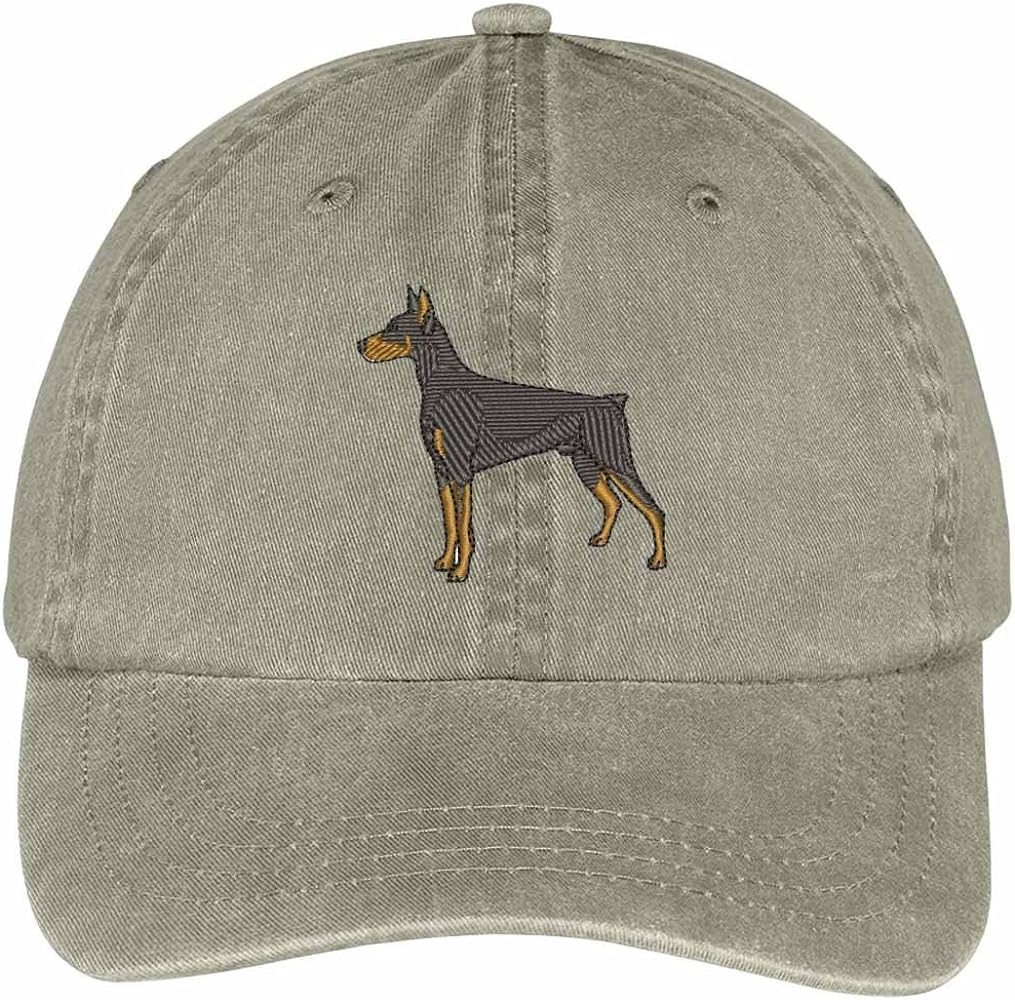 Trendy Apparel Shop Doberman Embroidered Dog Theme Low Profile Dad Hat Cotton Cap