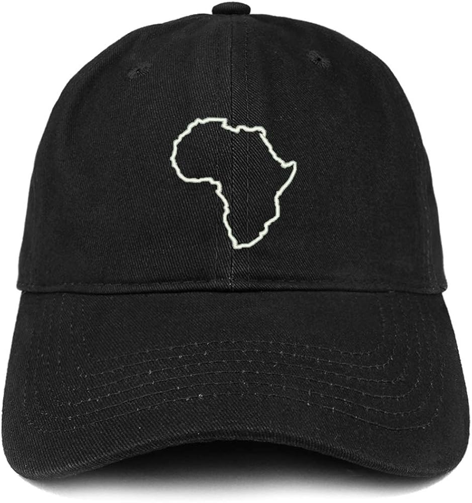 Trendy Apparel Shop Africa Map Outline Embroidered Cotton Dad Hat