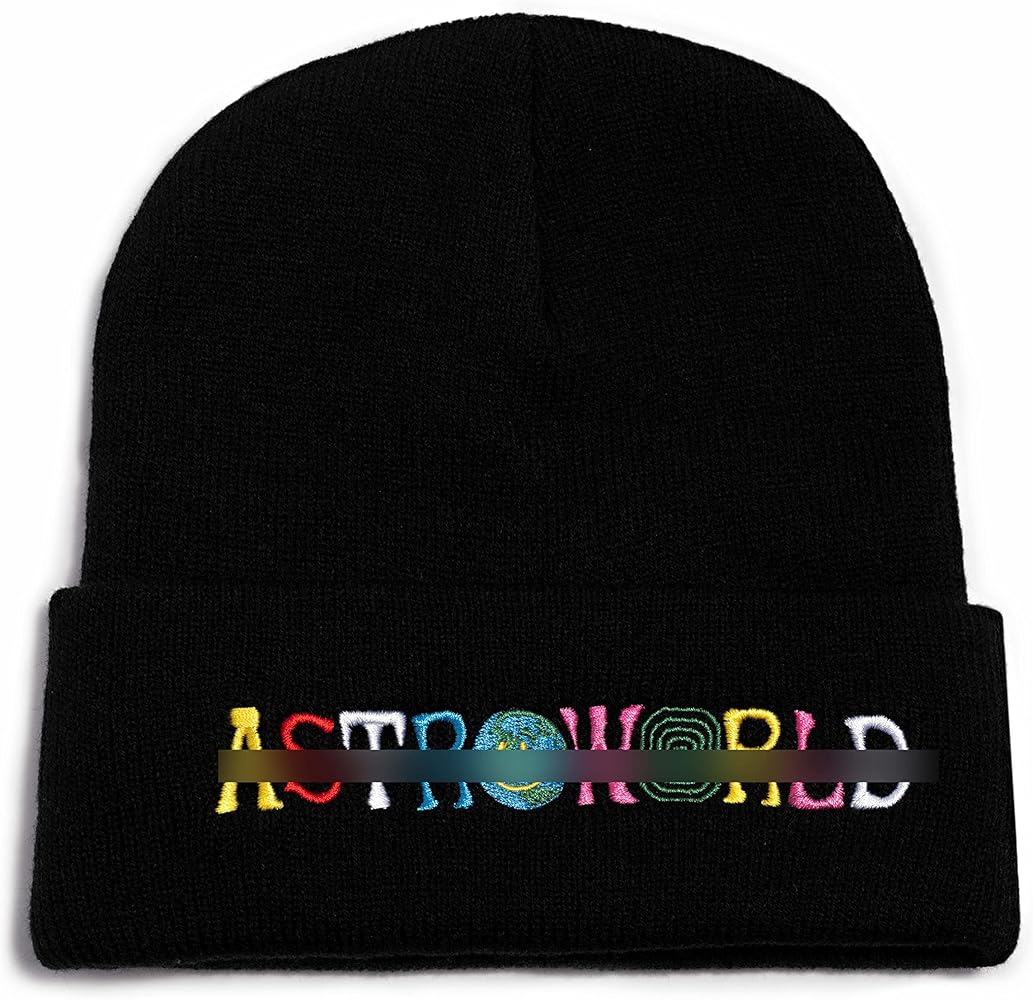 Astroworld Unisex Embroidered Stretchy Knit Beanie Hat Winter Warm Skullies Cap Hats