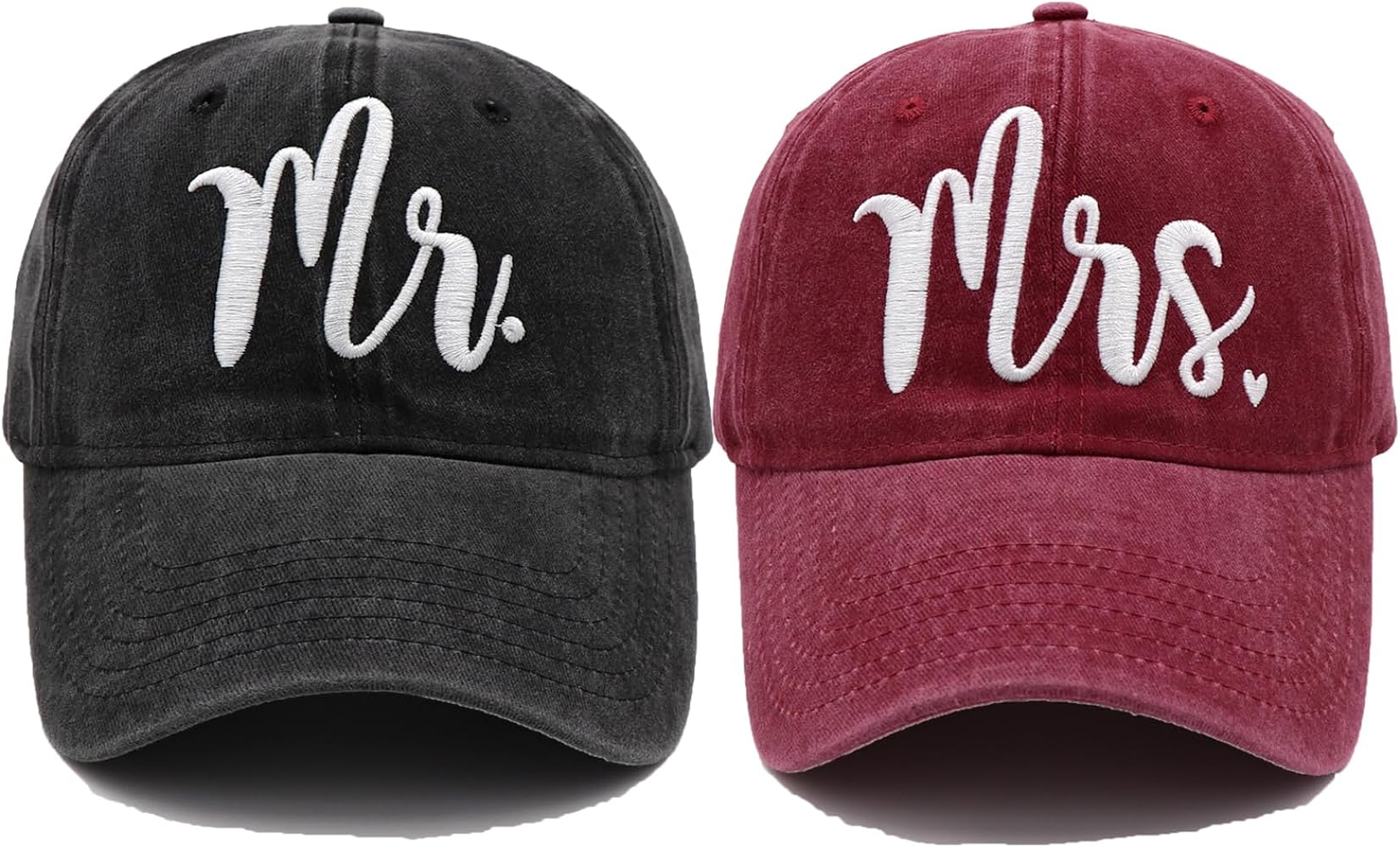 Mr and Mrs EST 2024 Hats for Men Women, Bride Groom Hats 3D Embroidered Baseball Caps Set Wedding Gifts for Couples