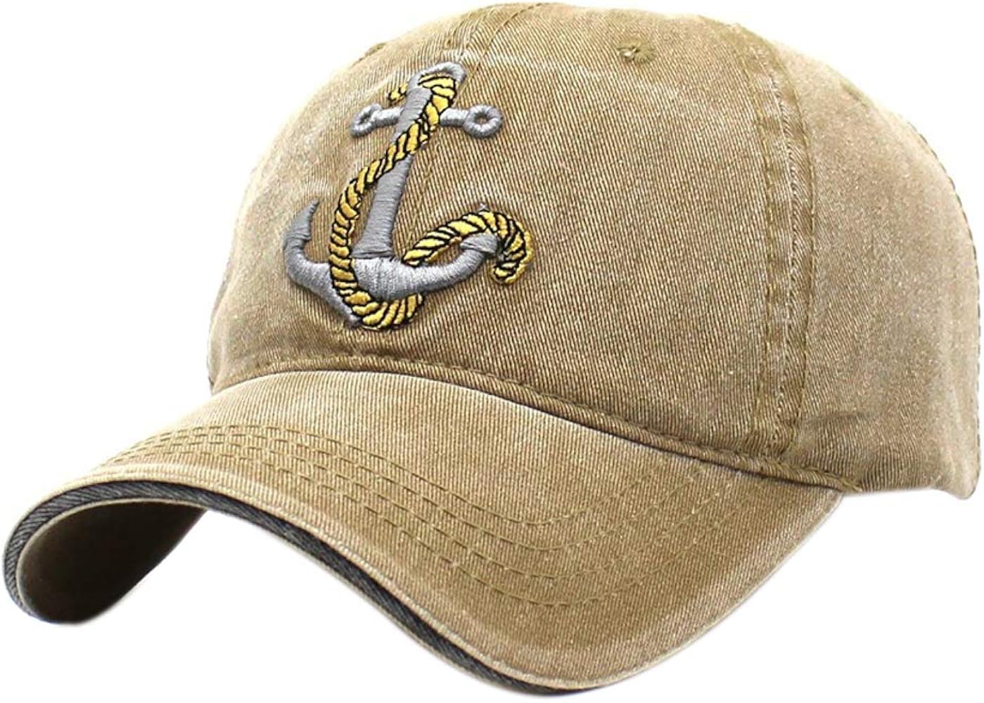 Anchor Embroidered Cotton Washed Dad Hat Distressed Retro Baseball Hat