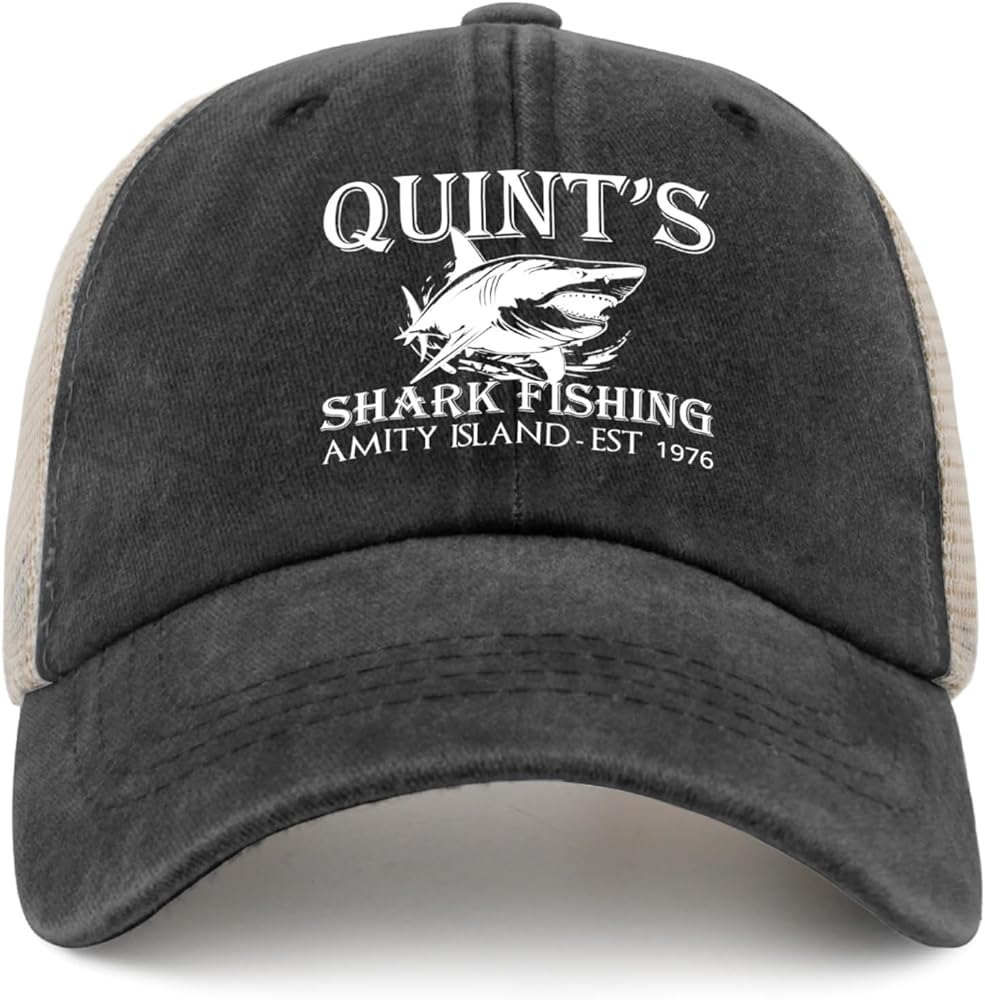 Quints Shark Fishing Amity Island EST 1978 Hat Trucker Hat Women Trendy Mesh Baseball Cap for Fall