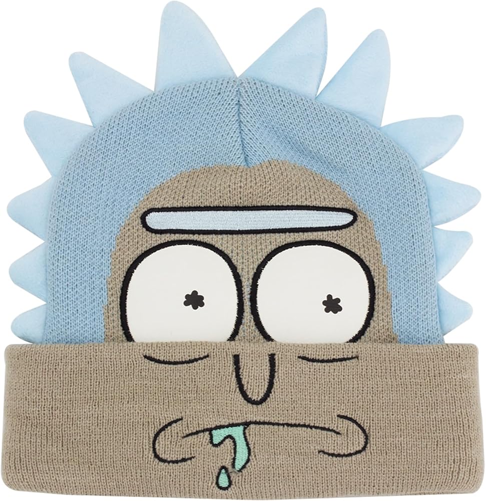 Concept One Morty Logo and Rick Sanchez Head Knitted Cuff Beanie Hat