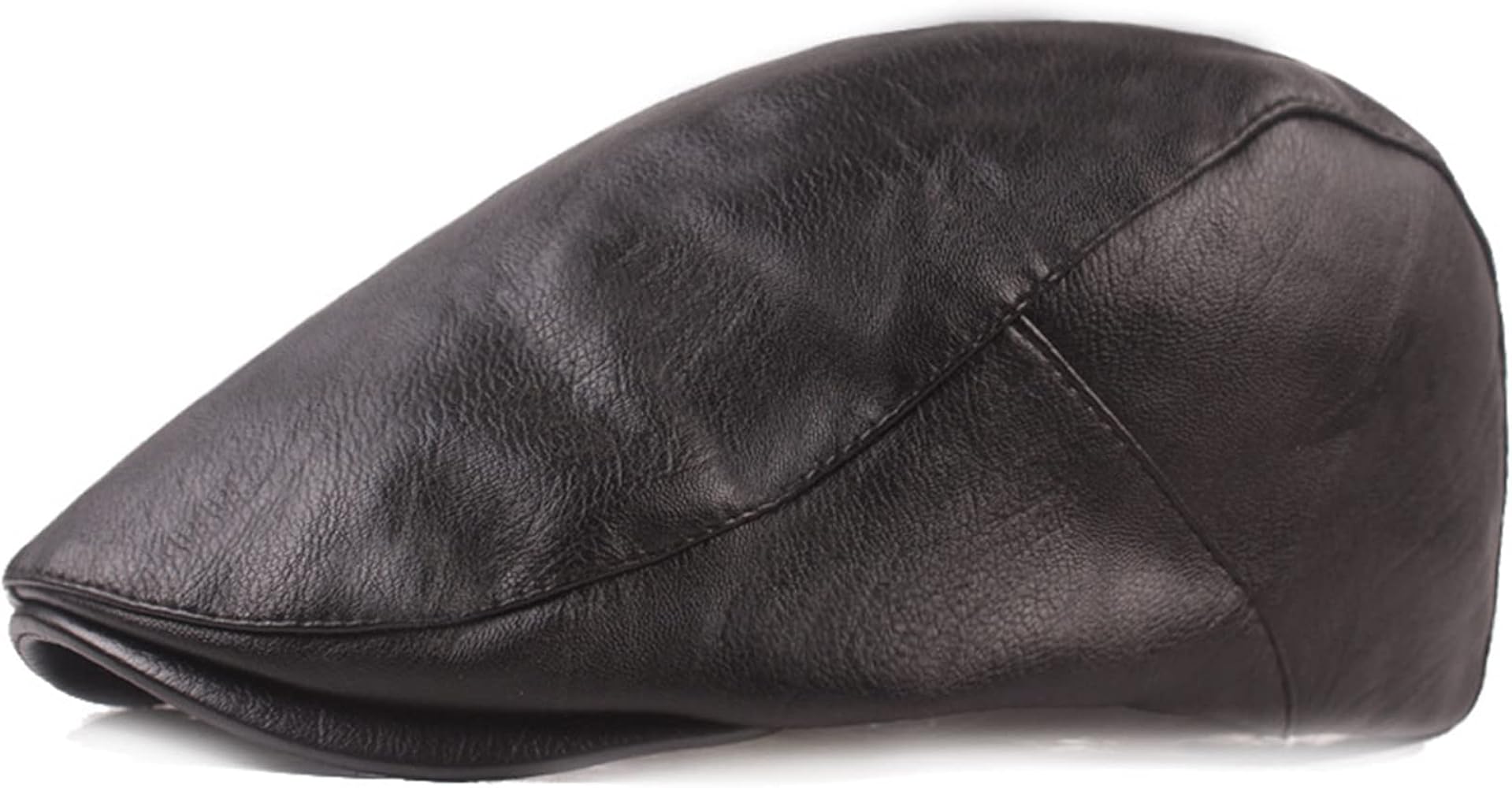 Men's Classic Faux Leather PU Driving Ivy Hat Fishing Golf Beret Newsboy Flat Cap Cabbie