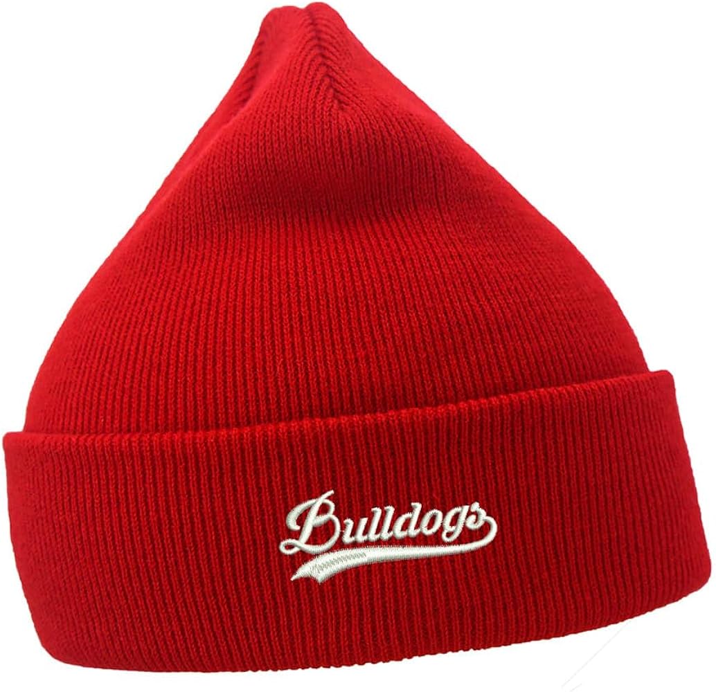 Mens Beanie Hats Bulldogs Embroidered Casual Knit Hats for Women Winter