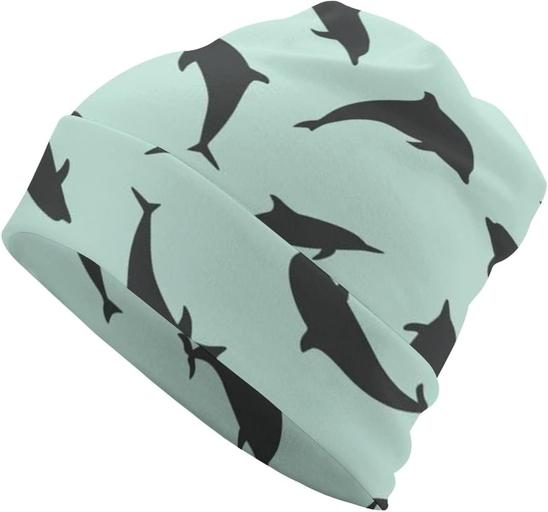 Dolphins Dolphin Soft Warm Skull Cap Lightweight Beanies Hat For Men Women Slouchy Cycling Work Sleep