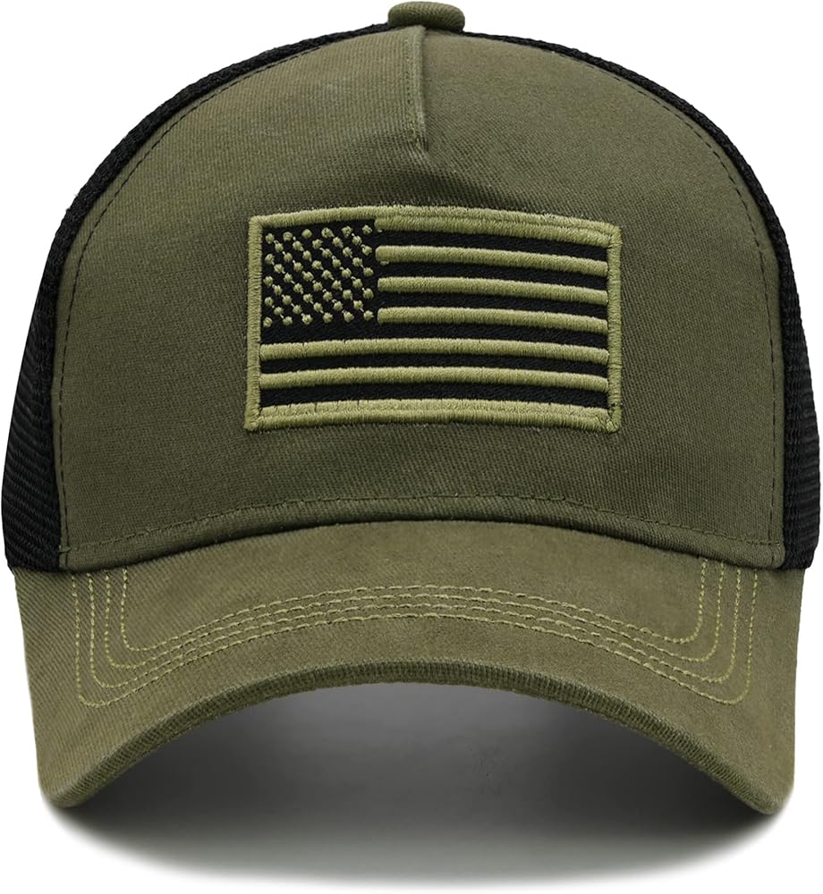 NVJUI JUFOPL American Flag Trucker Hat for Men & Women