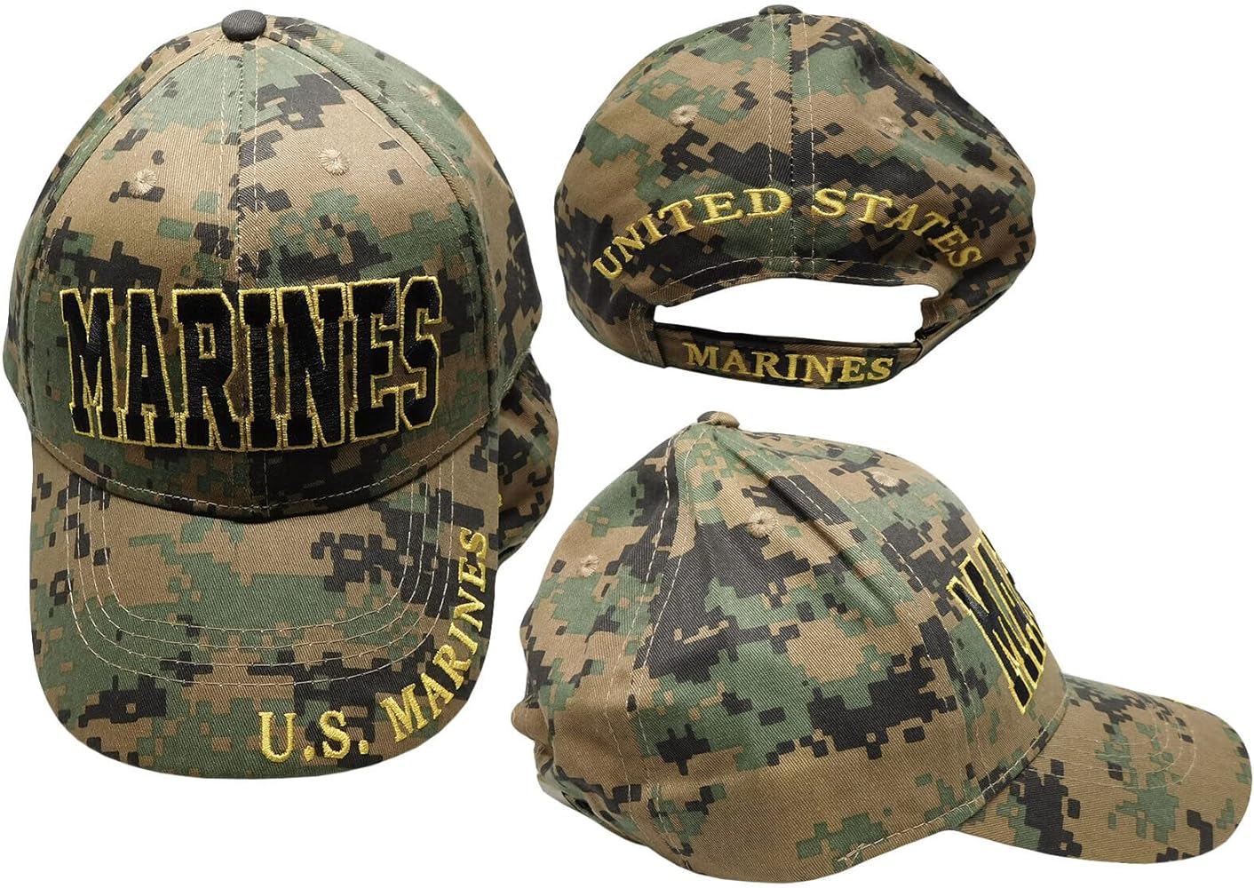 Trade Winds Marines 3-D Letters U.S. Marines USMC Marpat Camo Camouflage Adjustable Embroidered Cotton Hat Cap - Officially Licensed