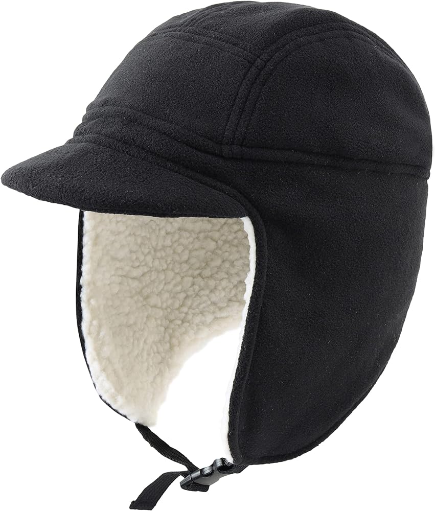 Connectyle Men's Fleece Warm Winter Hats with Visor Windproof Earflap Skull Cap