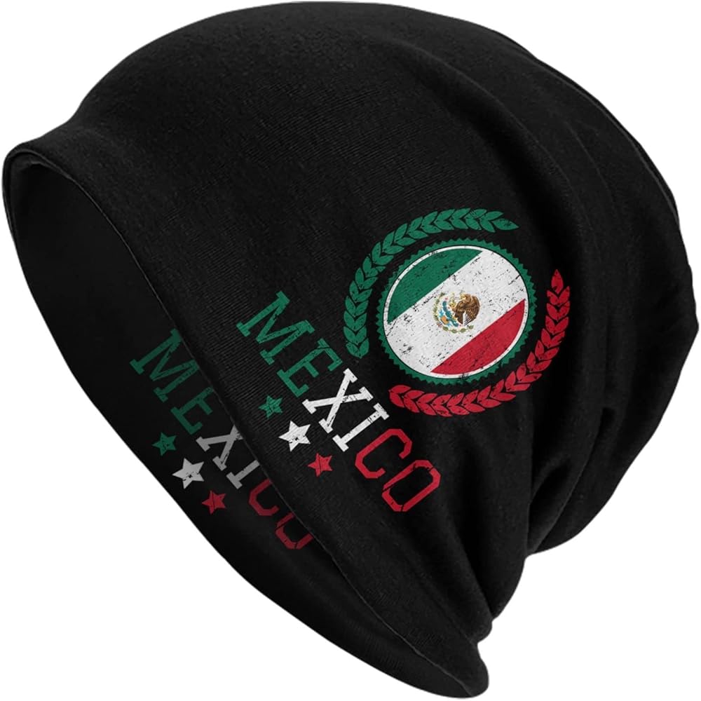 Mexico Flag Beanie Chemo Hat Cancer Headwear Knitted Hats Baggy Slouchy Mexican Knit Hats for Women Men