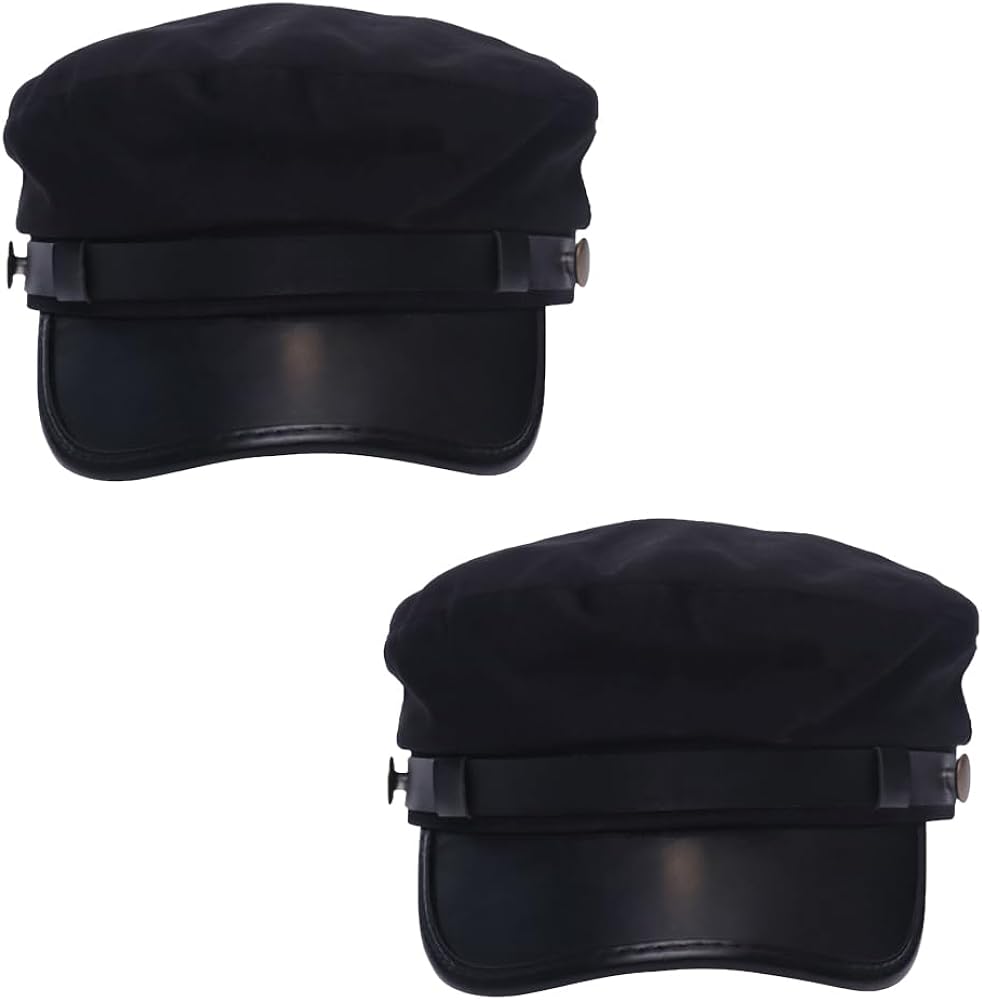 2Pack Chauffeur Hat for Women and Men Beret Cap Classic Vintage Costume Hats Newsboy Cap Black