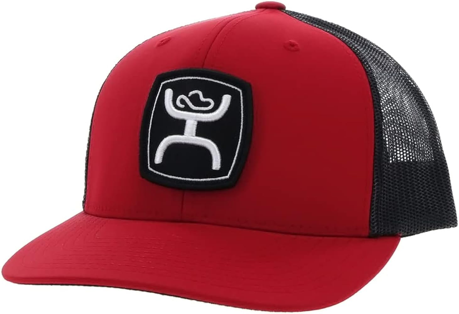 HOOEY Zenith Adjustable Snapback Trucker Mesh Back Hat with Logo (Red/Black)