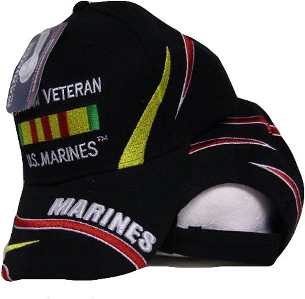 mws Vietnam Vet Veteran Ribbon U.S. Marines Marine Corps Black Cap Hat W2-02-B