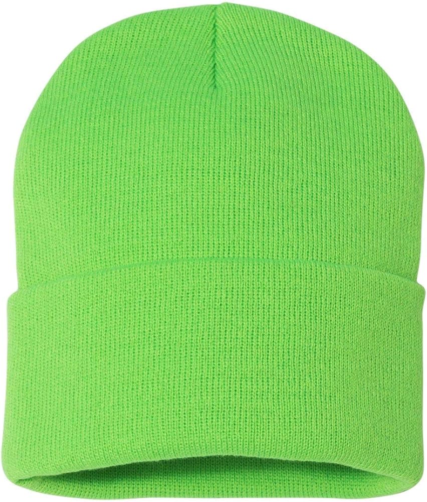 Sportsman Solid 12" Cuffed Beanie One Size Neon Green