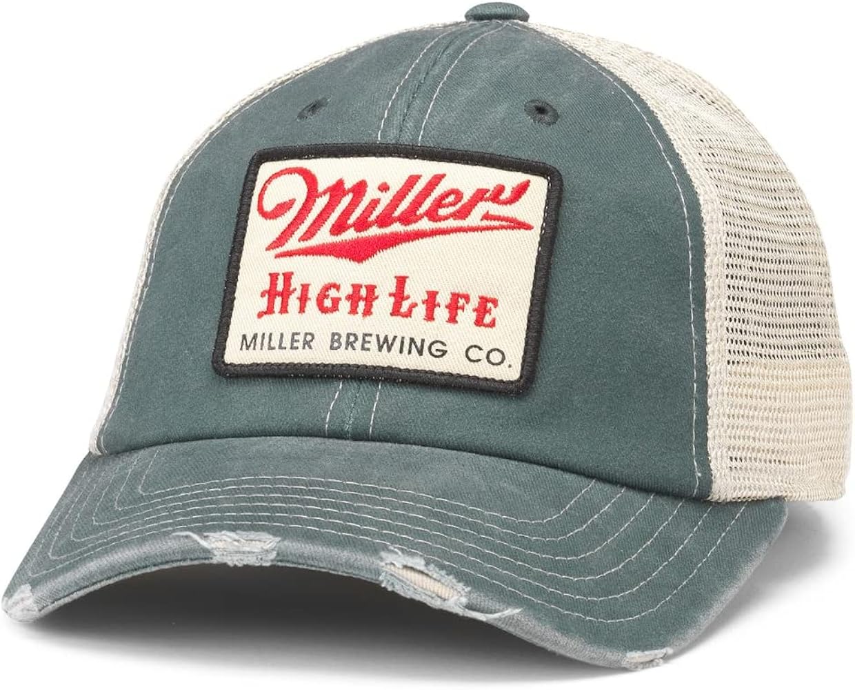 AMERICAN NEEDLE Miller High Life Beer Orville Adjustable Snapback Baseball Hat, Stone/Green (23001A-MHL-STGN)