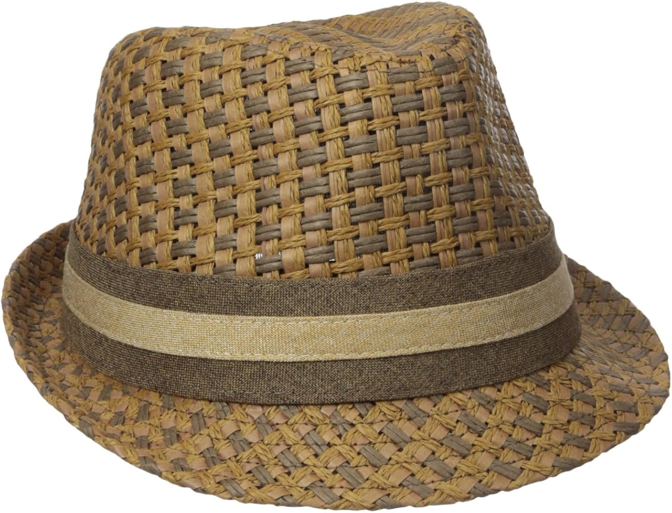 Henschel Hats Men's Paper Straw Fedora with Two Tone Band