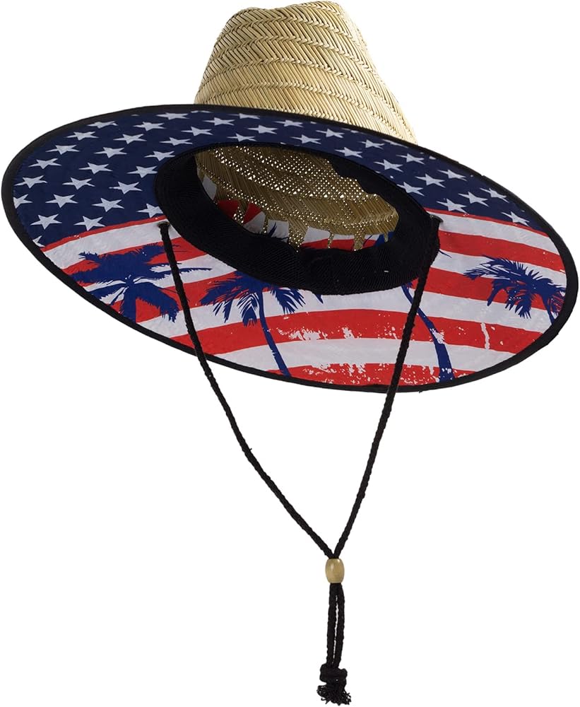 Lifeguard Straw Hat with Design Natural