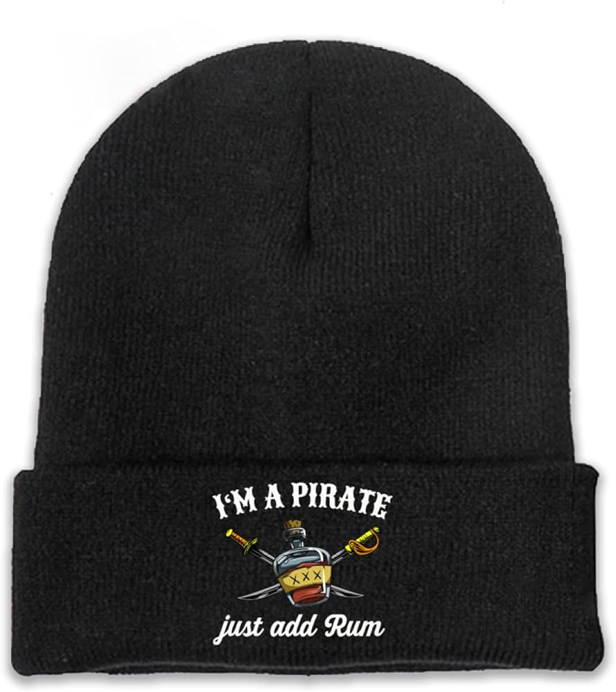 Funny Rum Beanie Adults Unisex Men Womens Kids Cuffed Plain Skull Knit Hat Cap Black