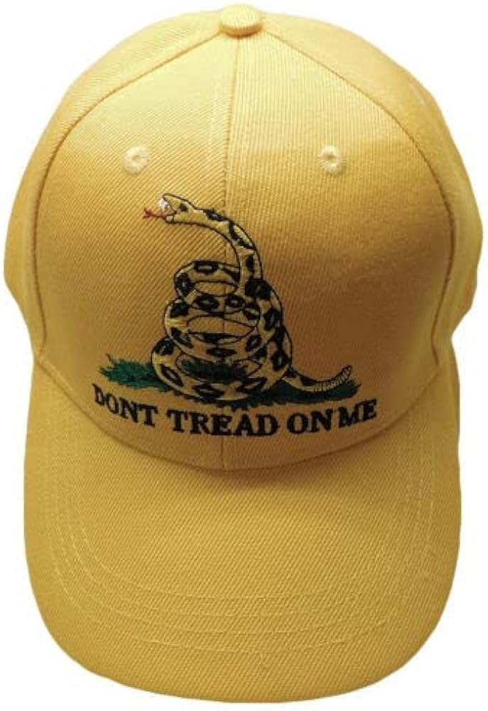 Embroidered Gadsden Don't Tread on Me Tea Party Yellow Baseball Hat Cap Trump