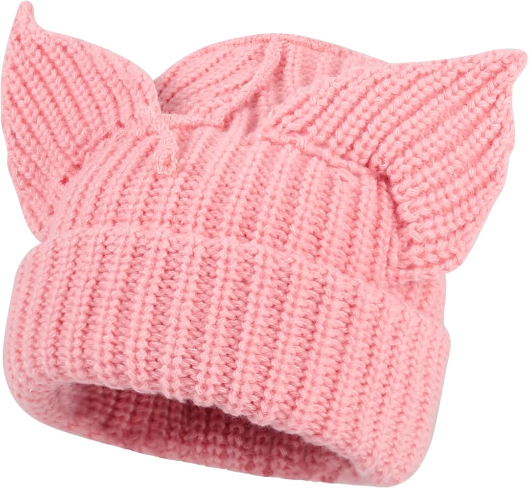 Cute Cat Ears Knit Beanie Women Men Winter Warm Slouchy Hat Y2k Beanies