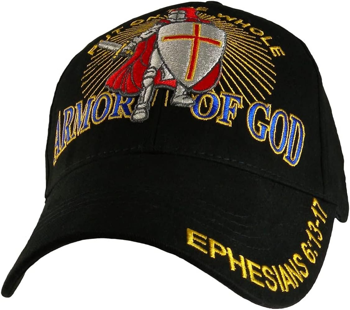 Put on the Whole Armor of God Embroidered Baseball Cap, Black, Adjustable