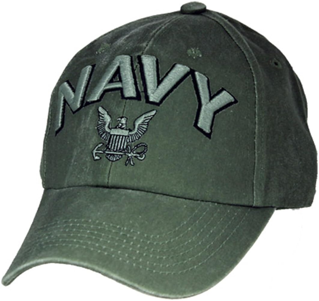 Eagle Crest U.S. Navy Embroidered Cap with Logo. Green