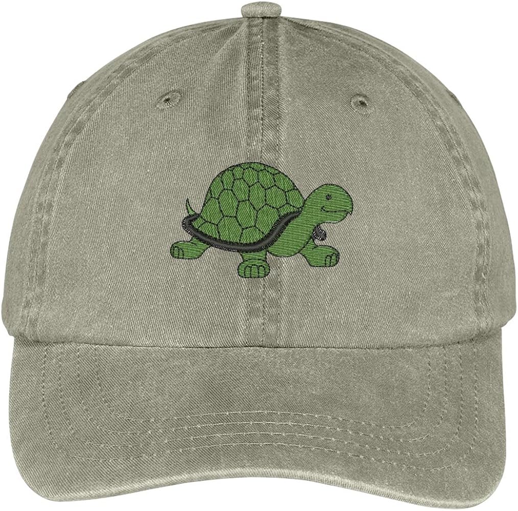 Trendy Apparel Shop Turtle Embroidered Pigment Dyed Washed Cotton Baseball Cap