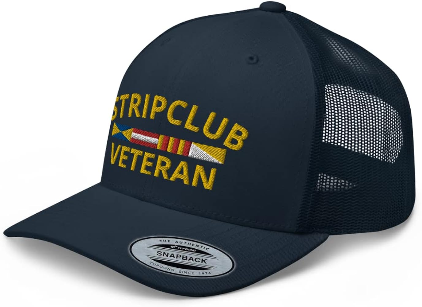 Strip Club Veteran Premium Trucker Hat Mid Crown Curved Bill Adjustable Cap - Funny Dare Gag Gift Joke