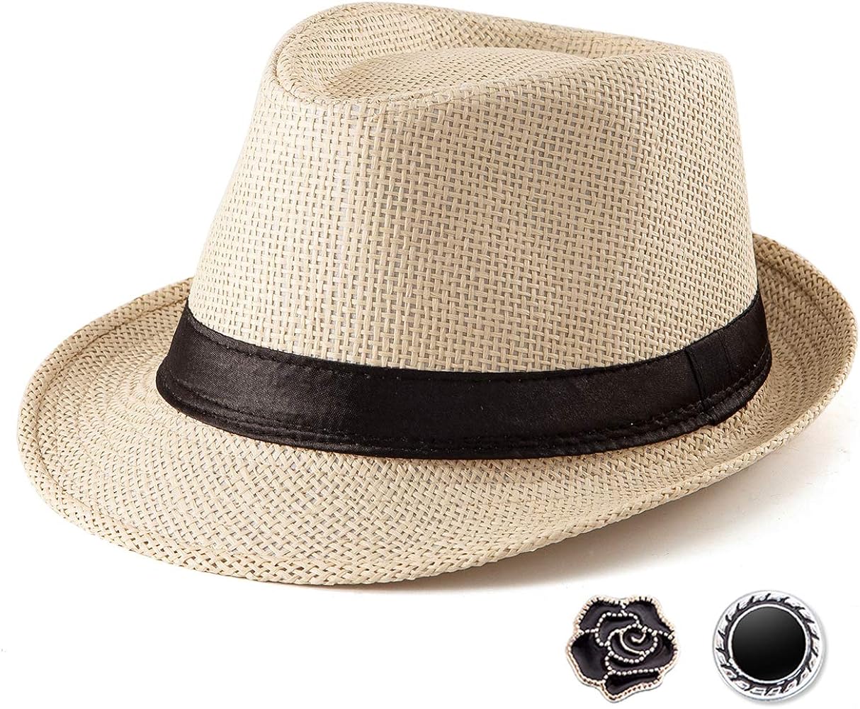 Straw Fedora Hat Mens Fedora Hats for Men Trilby Hat Wool Sun Hat Panama Hat 7 1/4