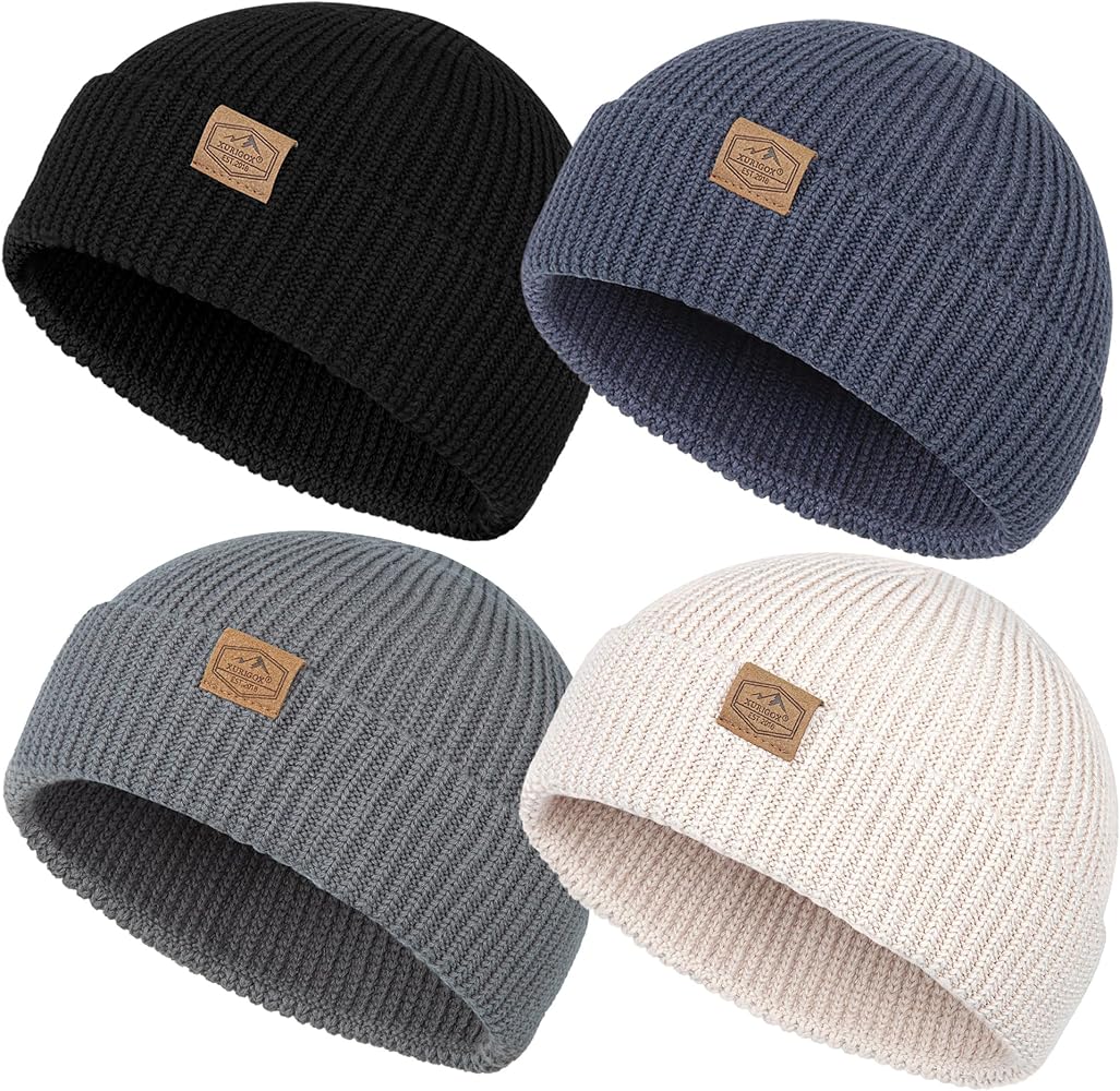 Fisherman Beanie Hats for Men Women,Knit Cuffed Short Trawler Beanie,Warm & Soft Stylish Skullcap Winter Spring Autumn