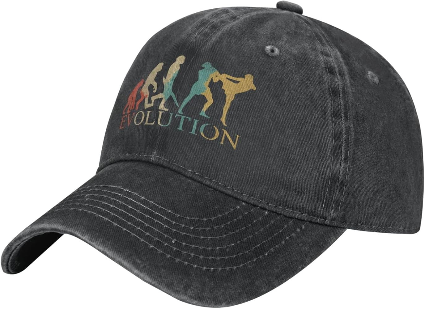 Cotton Baseball Cap Muay-Thai-Boxing-Evolution-Retro Dad Hat Adjustable Polo Trucker Unisex Style Headwear Black