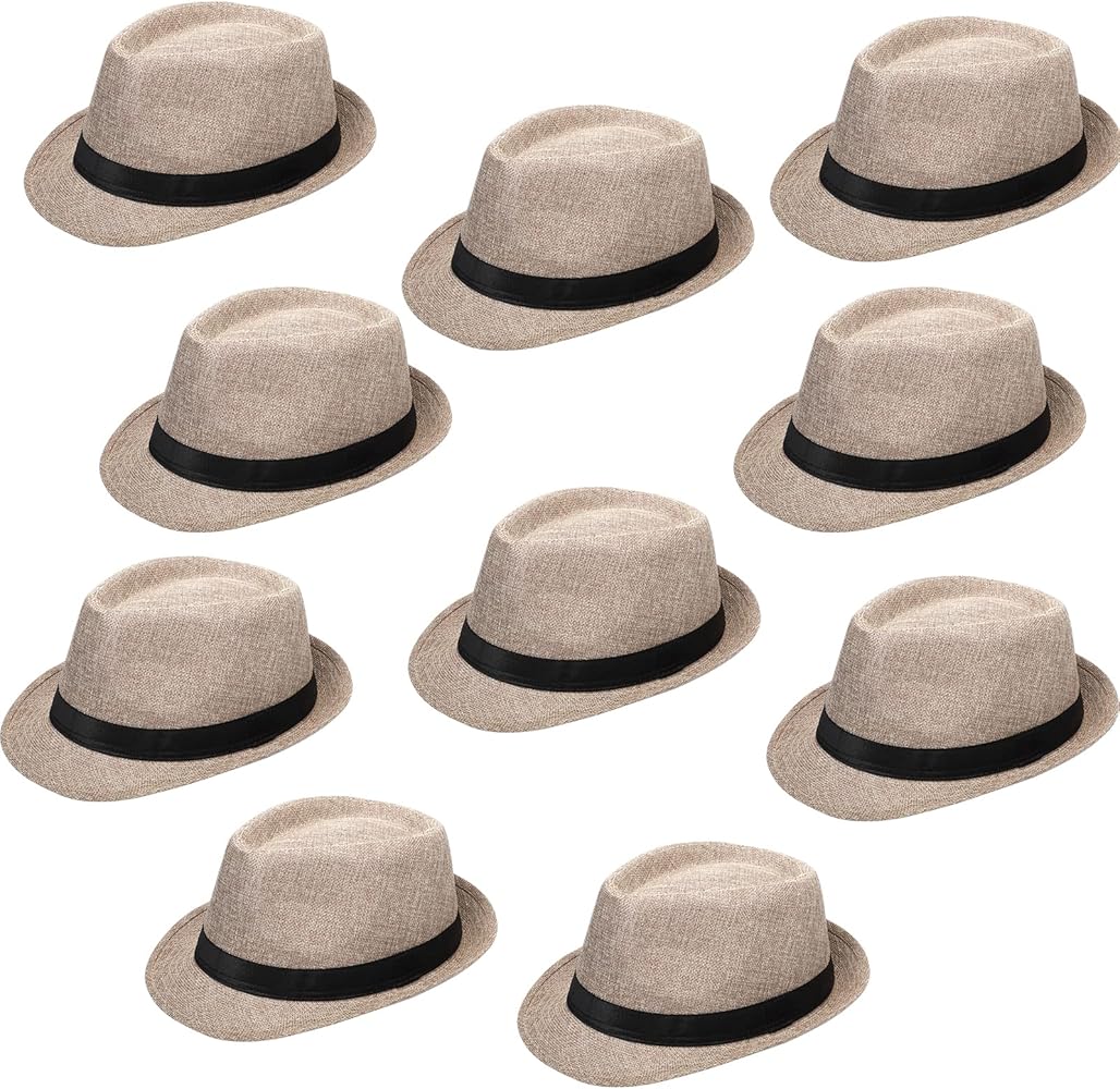 Haysandy 10 Pack 1920s Fedora Hats for Men Short Brim Sun Panama Hats for Men Women Party Costume