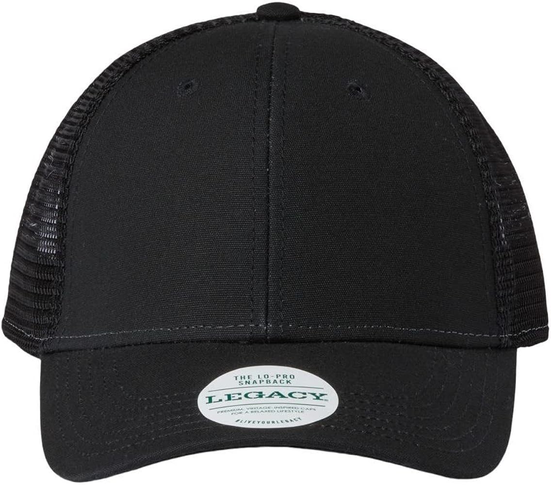 Legacy Lo-Pro Snapback Trucker Cap, Adjustable, Black-Black