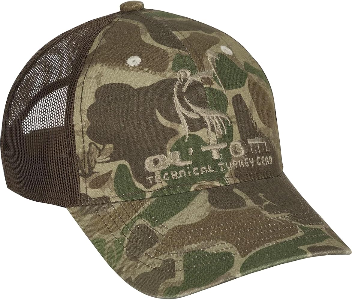 Drake Waterfowl Camo Mesh Back Ol' Tom Logo Cap - Breathable Adjustable Lightly Structured Six-Panel Low-Profile Baseball Cap